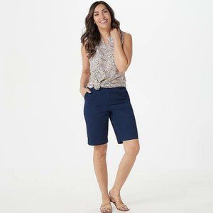 NWT DENIM & CO. EASYWEAR TWILL 4-POCKET BERMUDA SHORTS NAVY 4